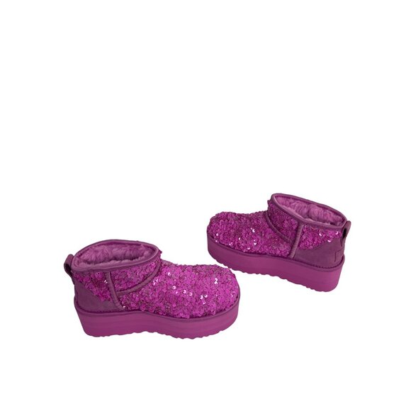 UGG Boots Sparkling Pink Shoes Wool 5 Woman Brand Short Boot - Picture 3 of 10